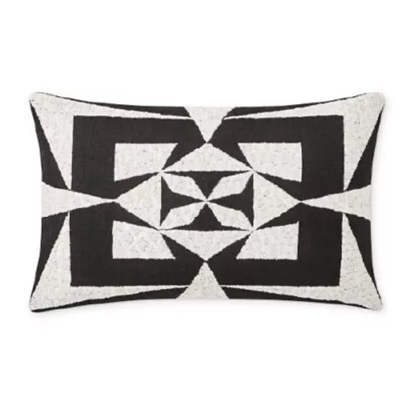 Williams Sonoma Black & Silver Beaded Lyncort Zardozi 14x22 Lumbar Pillow Cover